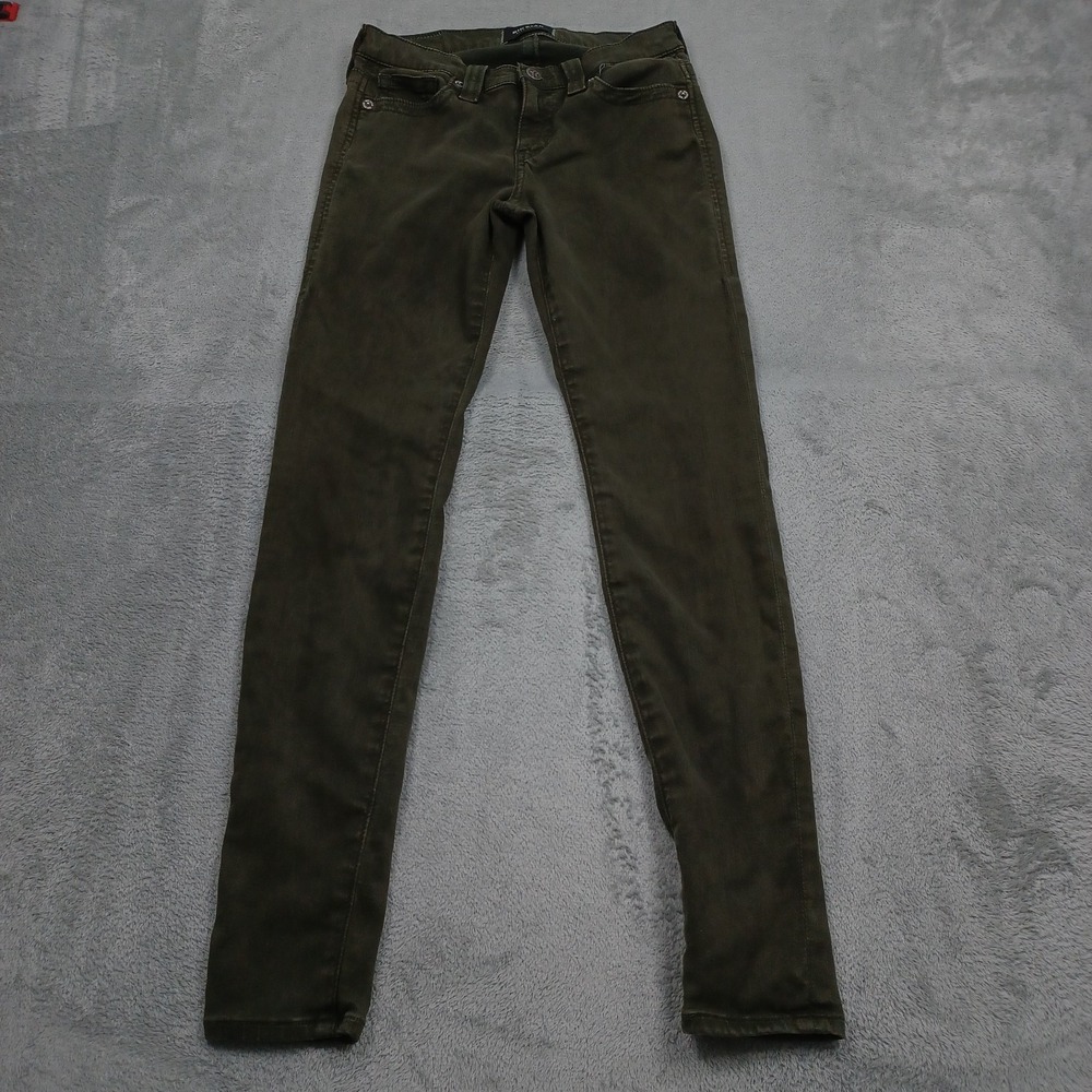 Big Star Jeans Womens 28 Green Denim Skinny Alex Western Distressed